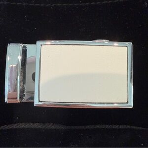 Nexbelt Ratchet‎ Buckle Silver and White Leather Belt Buckle